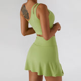 Single Shoulder Bra Yoga Skirt Set