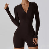 Women Gym Zipper Workout Jumpsuit